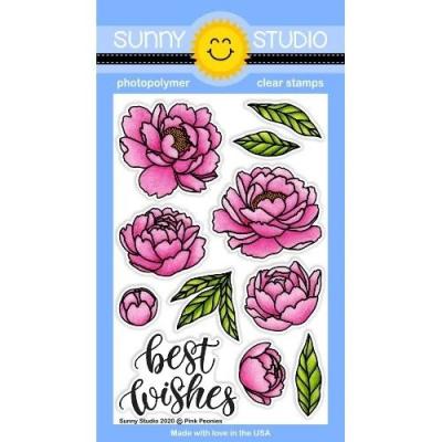 Sunny Studio Clear Stamps - Pink Peonies